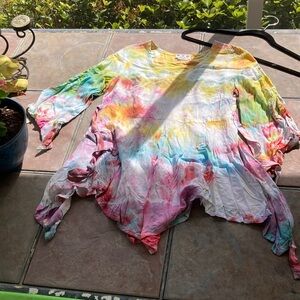 Hand-Dyed Tie Dye Flowy Top - Multicolor